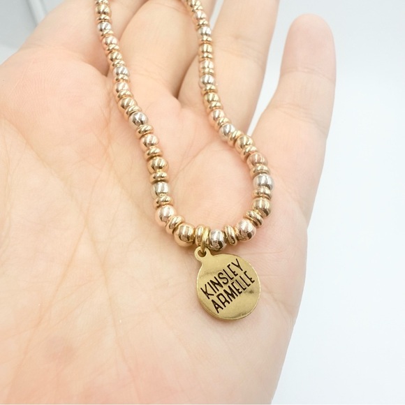 Kinsley Armelle 14K Yellow Gold Rose Gold and Silver Plated Beaded Bracelet - Picture 3 of 6